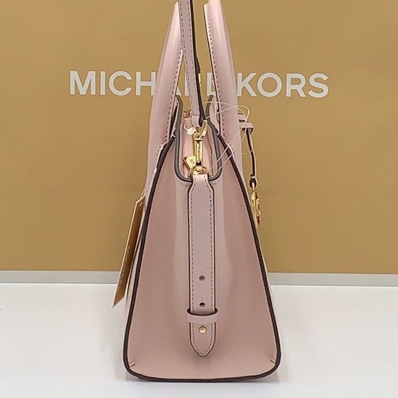 Michael Kors Avril Small Leather Top-Zip Satchel Powder Blush color - Picture 6 of 16